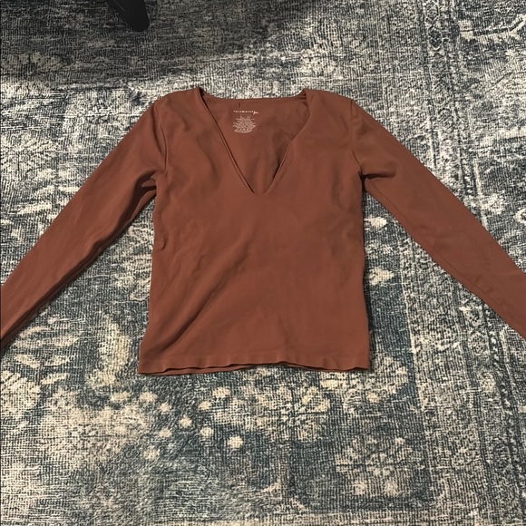 Free People Brown Fitted Long Sleeve Tee - Picture 1 of 2